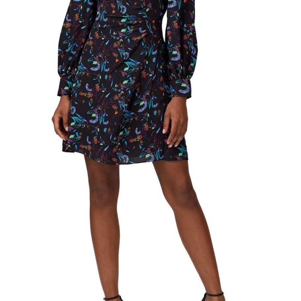 NWOT Tanya Taylor Clarisse Black Silk Floral Dress Mini - Picture 2 of 3